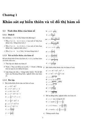 Bài tập Khảo sát sự biến thiên và vẽ đồ thị hàm số